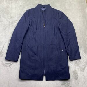 MBO Mens Navy Blue Wool Blend Zip Up Car Coat Jacket San Ildefonso Peru Size‎ M